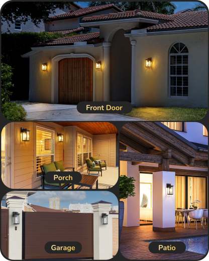 EDISHINE Outdoor Wall Light, Dusk to Dawn, Black-HOWL06T