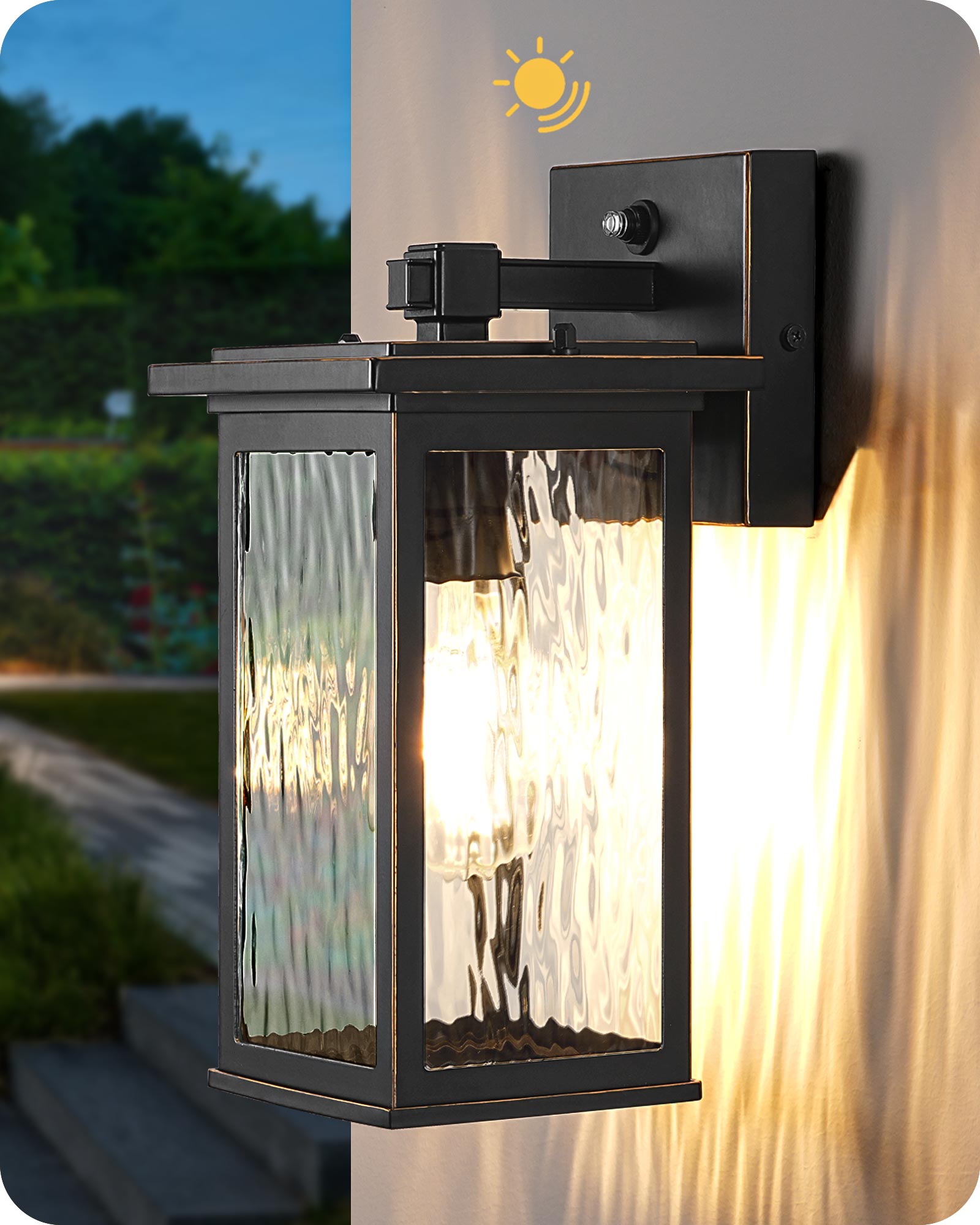 EDISHINE Outdoor Wall Light, Dusk to Dawn, Black-HOWL06T