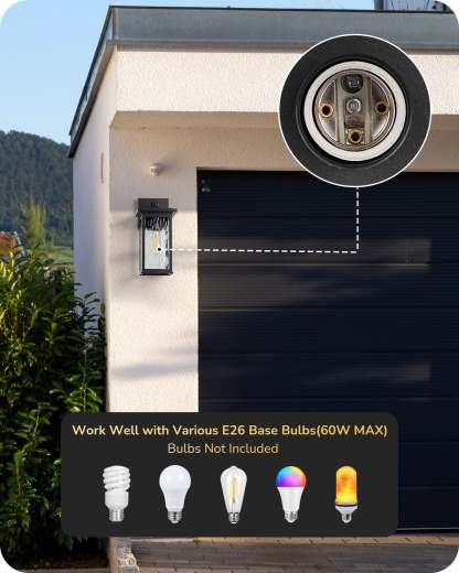 EDISHINE Outdoor Wall Light, Dusk to Dawn, Black-HOWL06T