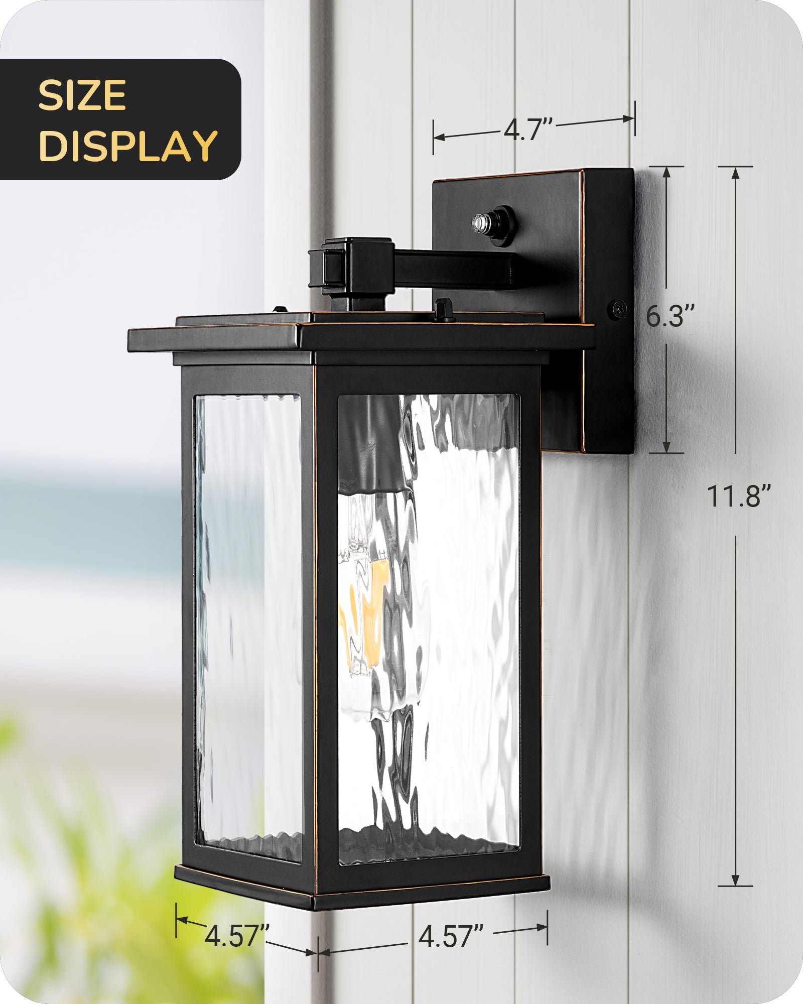 EDISHINE Outdoor Wall Light, Dusk to Dawn, Black-HOWL06T