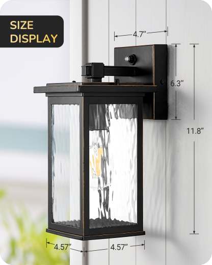 EDISHINE Outdoor Wall Light, Dusk to Dawn, Black-HOWL06T