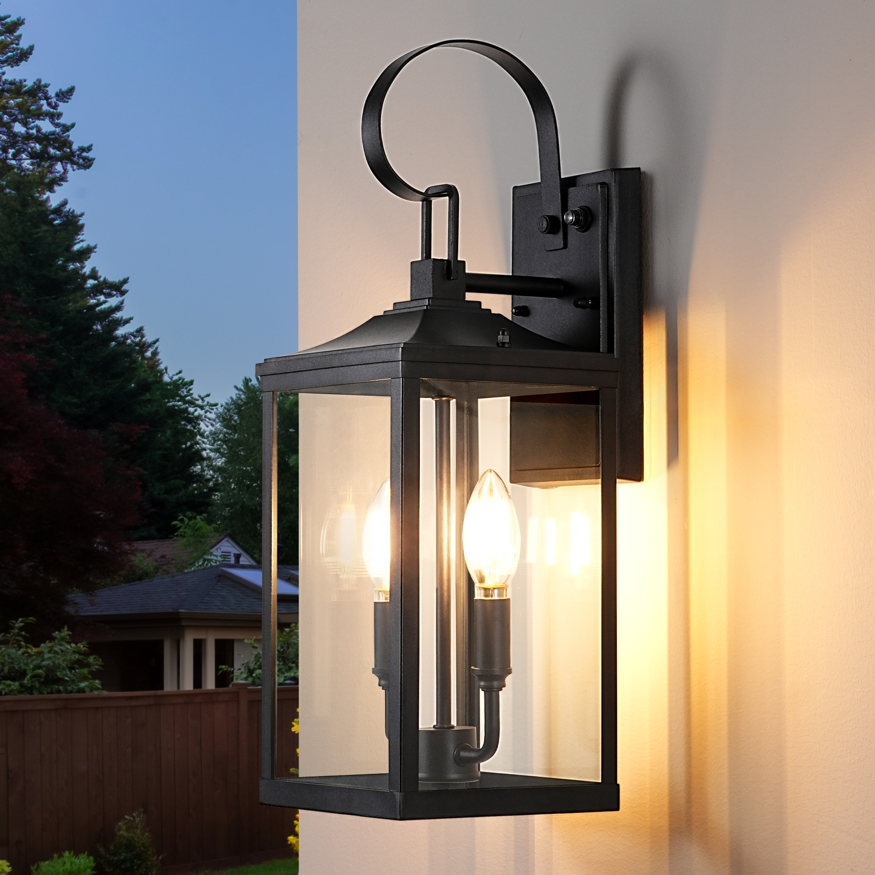 EDISHINE 19'' Dusk To Dawn Outdoor Wall Lantern-HOWL06V