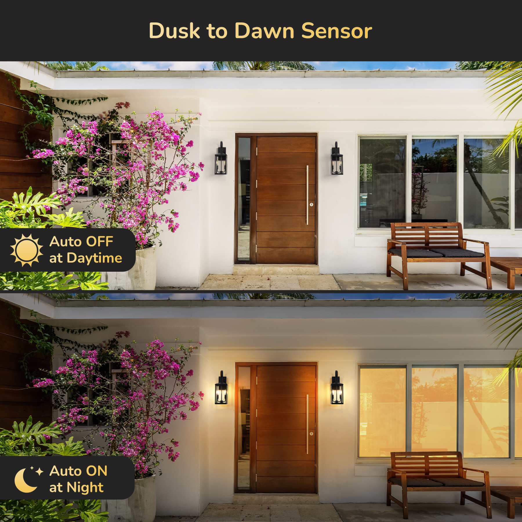 EDISHINE 19'' Dusk To Dawn Outdoor Wall Lantern-HOWL06V