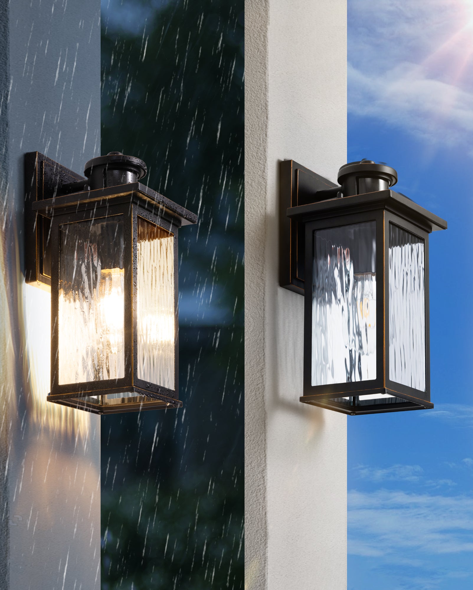 EDISHINE 2 Pack Dusk to Dawn Outdoor Wall Lights with Motion Sensor-F2HOWL07E