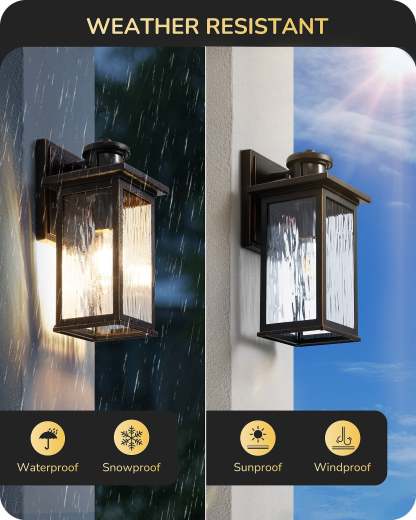 EDISHINE 2 Pack Dusk to Dawn Outdoor Wall Lights with Motion Sensor-F2HOWL07E