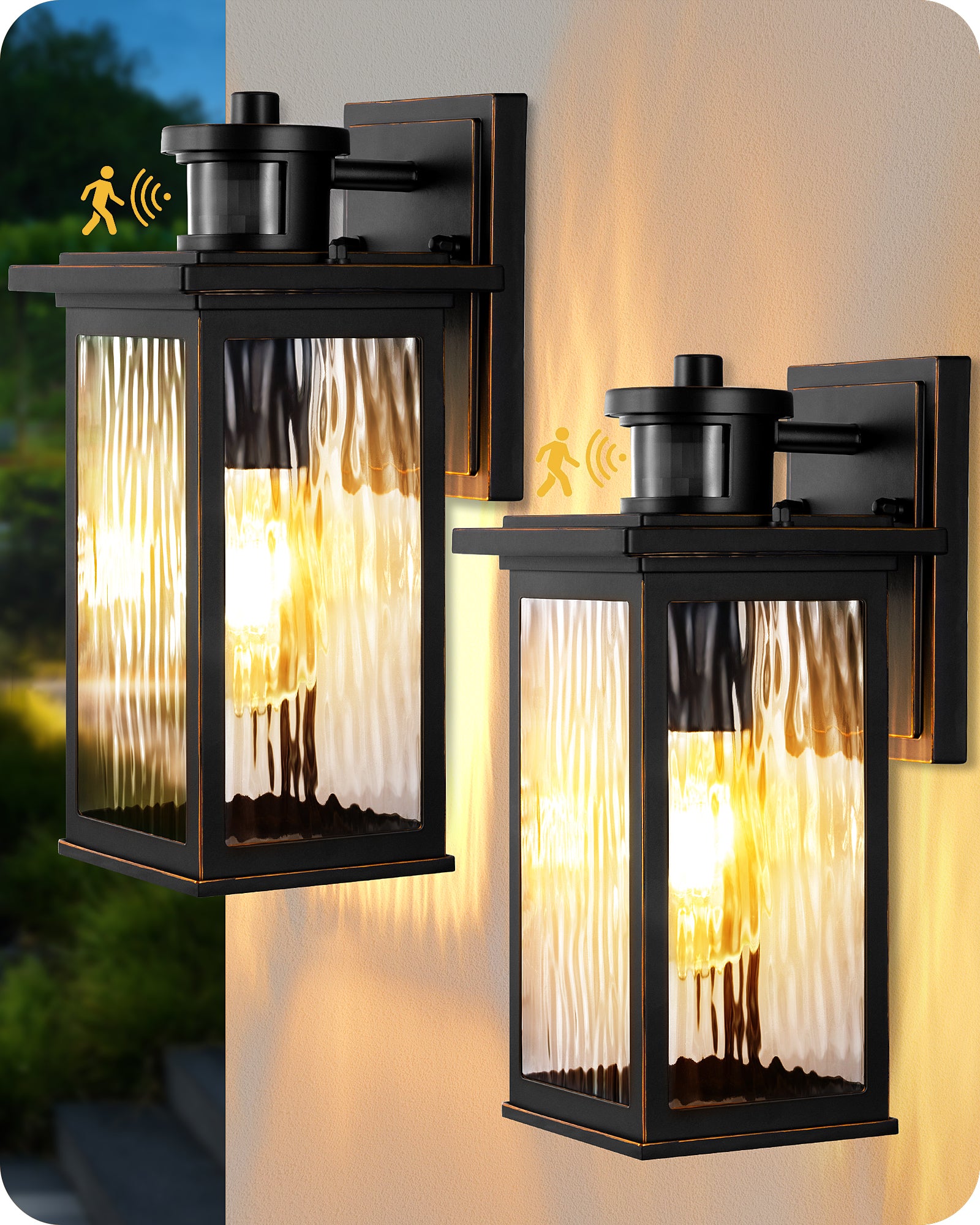 EDISHINE 2 Pack Dusk to Dawn Outdoor Wall Lights with Motion Sensor-HOWL07E