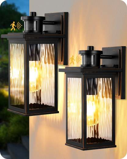 EDISHINE 2 Pack Dusk to Dawn Outdoor Wall Lights with Motion Sensor-HOWL07E