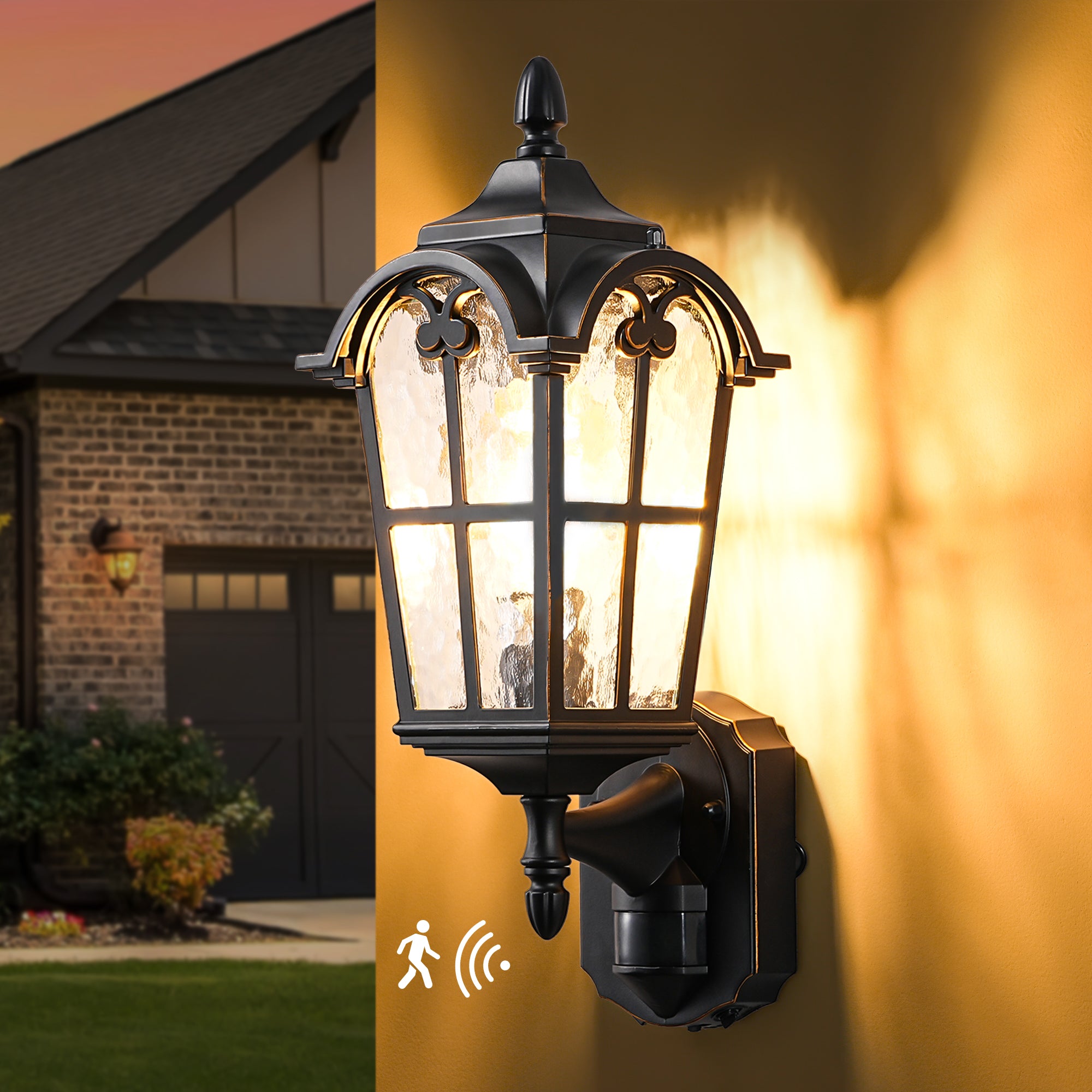 EDISHINE Outdoor Wall Light with Dusk to Dawn and Motion Sensor-HOWL07F