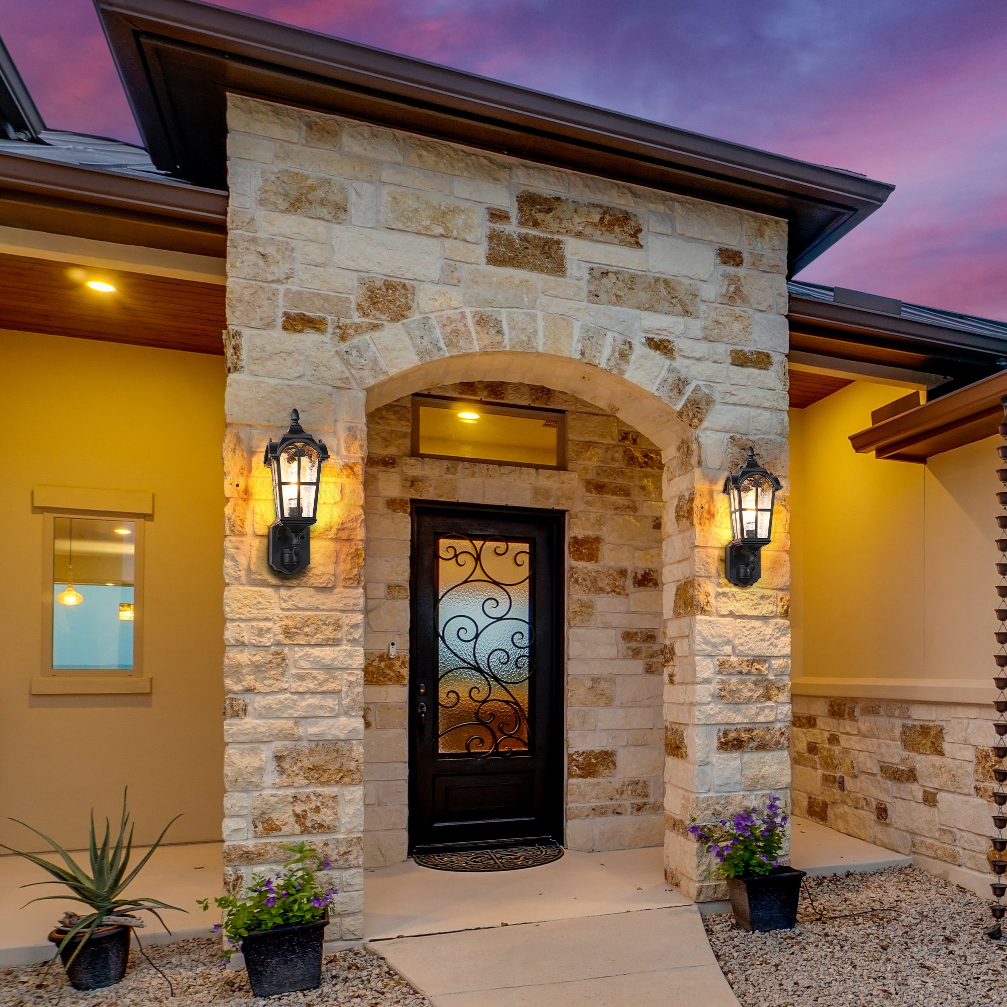 EDISHINE Outdoor Wall Light with Dusk to Dawn and Motion Sensor-HOWL07F