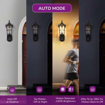 EDISHINE Outdoor Wall Light with Dusk to Dawn and Motion Sensor-HOWL07F