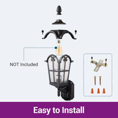EDISHINE Outdoor Wall Light with Dusk to Dawn and Motion Sensor-HOWL07F