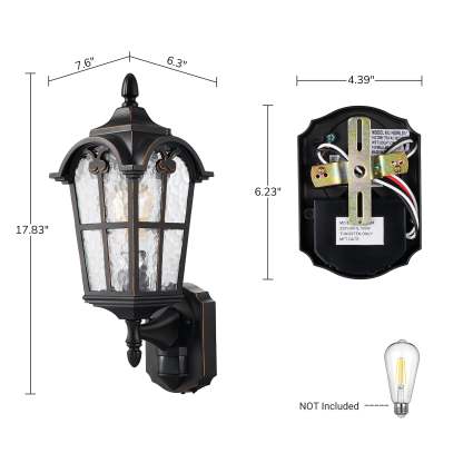 EDISHINE Outdoor Wall Light with Dusk to Dawn and Motion Sensor-HOWL07F