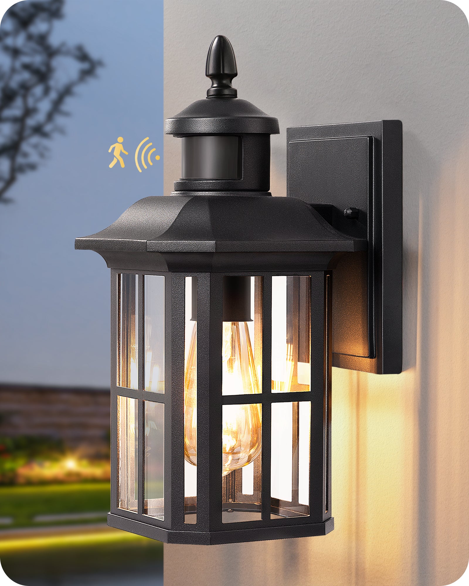 EDISHINE Motion Sensor Dusk to Dawn Outdoor Wall Lights-HOWL07G
