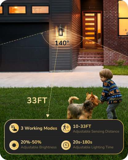 EDISHINE Motion Sensor Dusk to Dawn Outdoor Wall Lights-F1HOWL07G