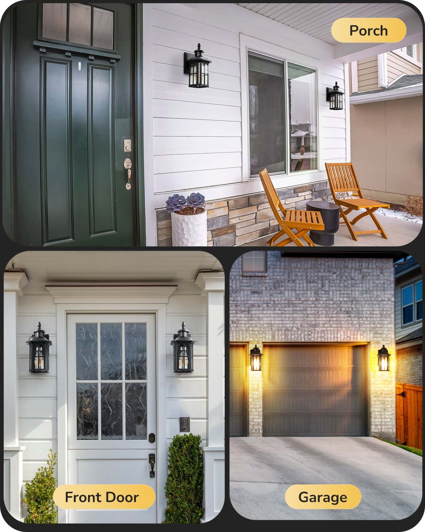 EDISHINE Motion Sensor Dusk to Dawn Outdoor Wall Lights-F1HOWL07G