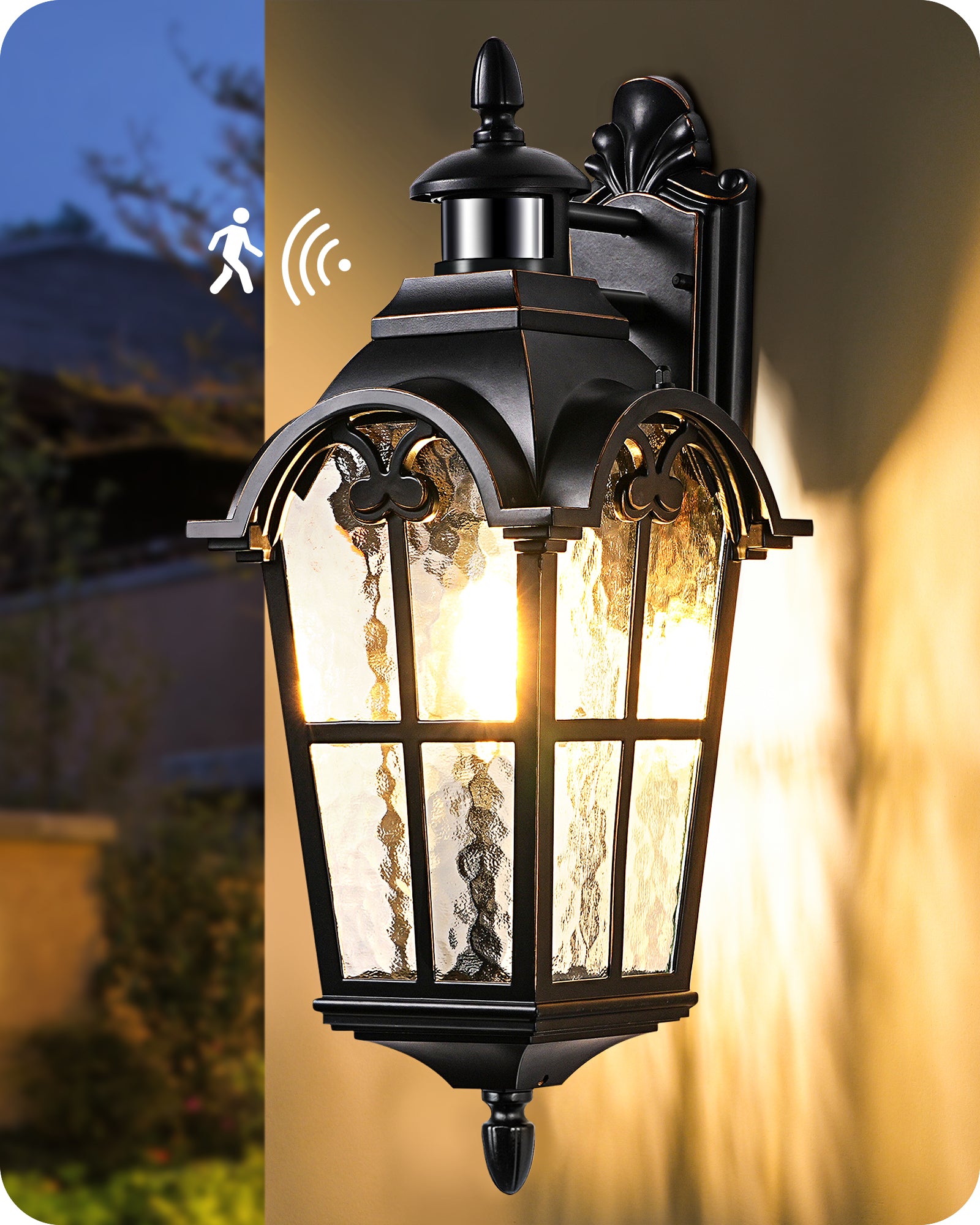 EDISHINE Motion Sensor  20.2" Large Size Dusk to Dawn Outdoor Wall Lights-HOWL07J
