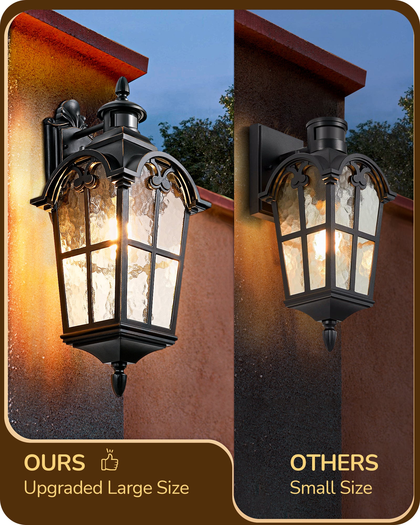 EDISHINE Motion Sensor  20.2" Large Size Dusk to Dawn Outdoor Wall Lights-HOWL07J