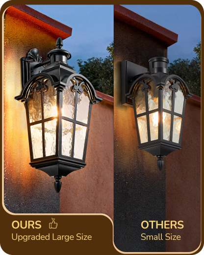EDISHINE Motion Sensor  20.2" Large Size Dusk to Dawn Outdoor Wall Lights-HOWL07J