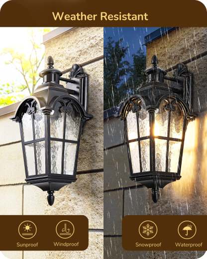 EDISHINE Motion Sensor  20.2" Large Size Dusk to Dawn Outdoor Wall Lights-HOWL07J