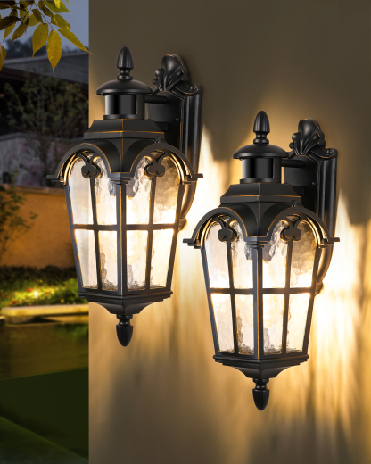 EDISHINE 2 Pack Motion Sensor  20.2" Large Size Dusk to Dawn Outdoor Wall Lights-ZHOWL07J2