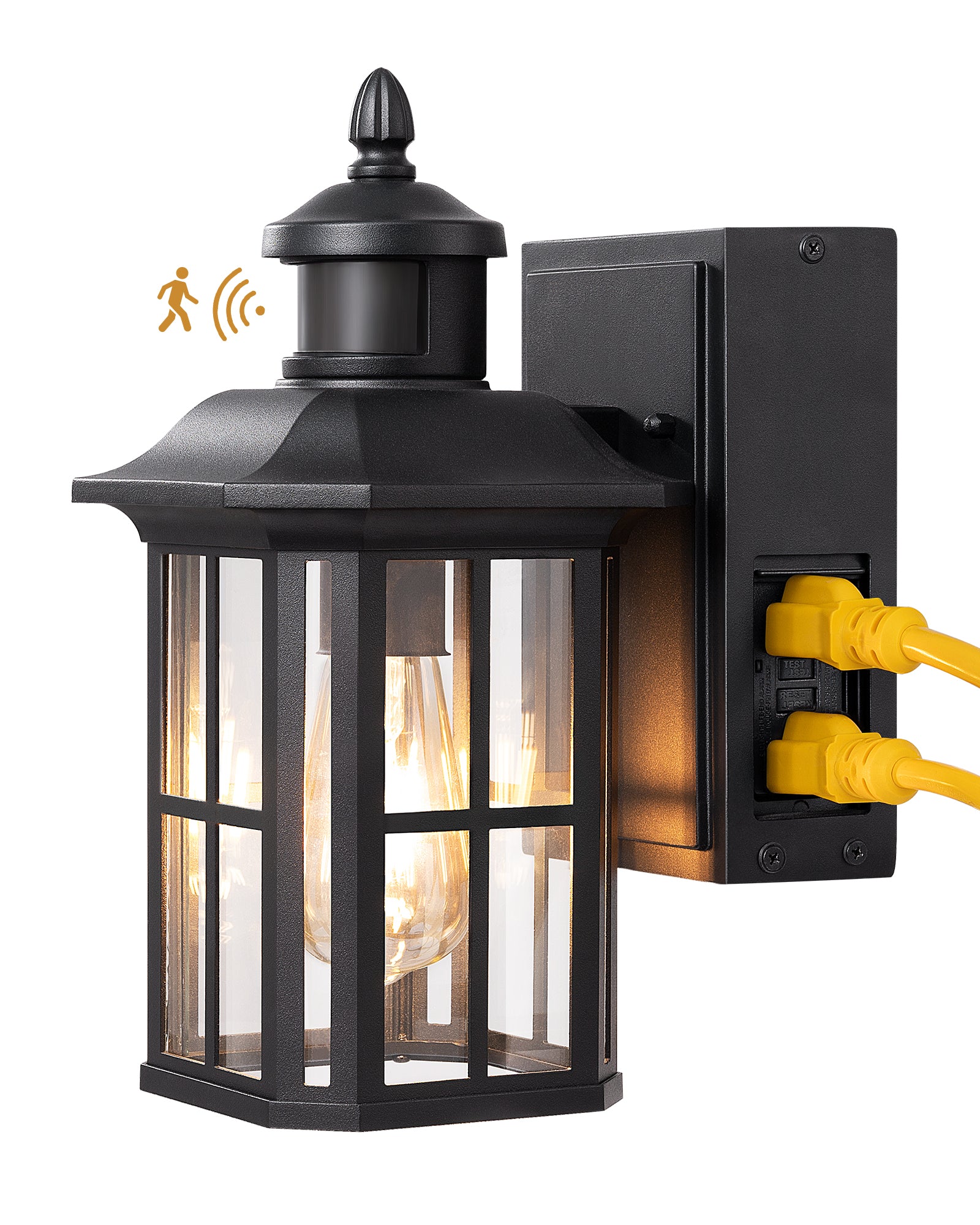 EDISHINE Dusk to Dawn Outdoor Wall Lights with Motion Sensor & GFCI Outlet-HOWL08A