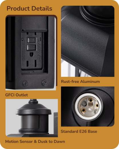 李琦告知FBA库存不可借下架，后续海外仓有库存可上架EDISHINE Dusk to Dawn Outdoor Wall Lights with Motion Sensor & GFCI Outlet-F2HOWL08A