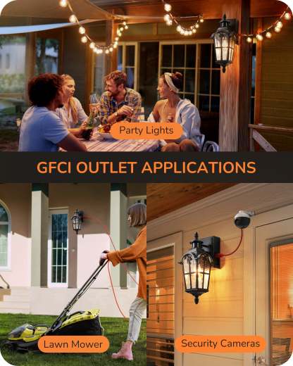 EDISHINE Motion Sensor Dusk to Dawn Outdoor Lights with GFCI Outlet-HOWL08B