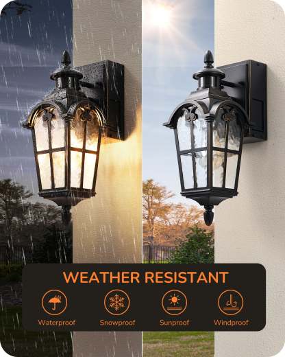 EDISHINE Motion Sensor Dusk to Dawn Outdoor Lights with GFCI Outlet-HOWL08B