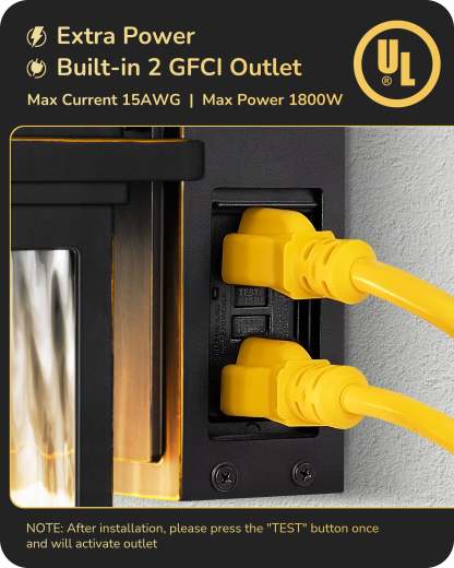 EDISHINE Outdoor Dusk to Dawn Motion Sensor Wall Light with GFCI Outlet-F1HOWL08C