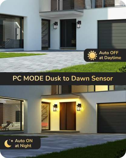 EDISHINE Outdoor Dusk to Dawn Motion Sensor Wall Light with GFCI Outlet-F1HOWL08C