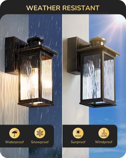 EDISHINE Outdoor Dusk to Dawn Motion Sensor Wall Light with GFCI Outlet-F1HOWL08C
