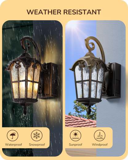 EDISHINE Dusk to Dawn Outdoor Wall Lights-F1HOWL09R