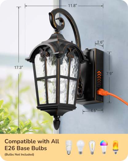 EDISHINE Dusk to Dawn Outdoor Wall Lights-F1HOWL09R