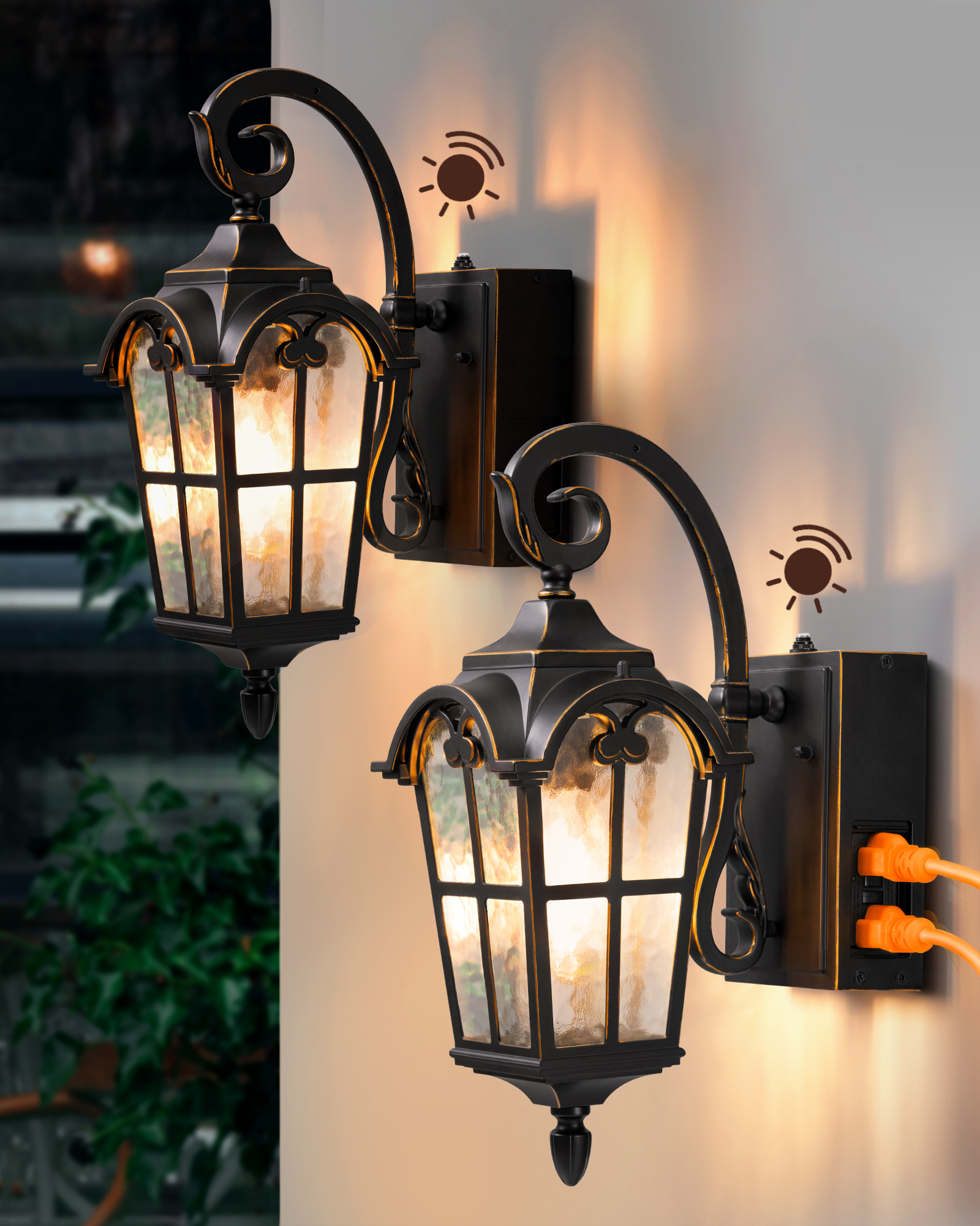 EDISHINE 2 Pack Dusk to Dawn Outdoor Wall Lights-ZHOWL09R2