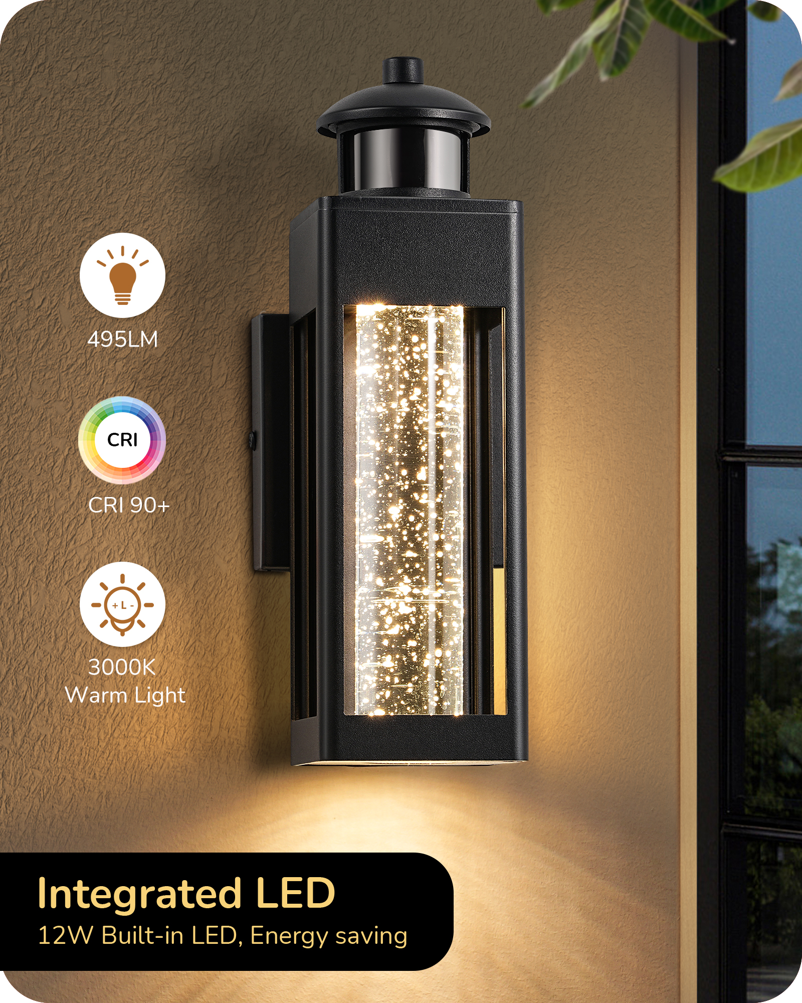 EDISHINE Motion Sensor Outdoor Wall Lights-HOWL21A1