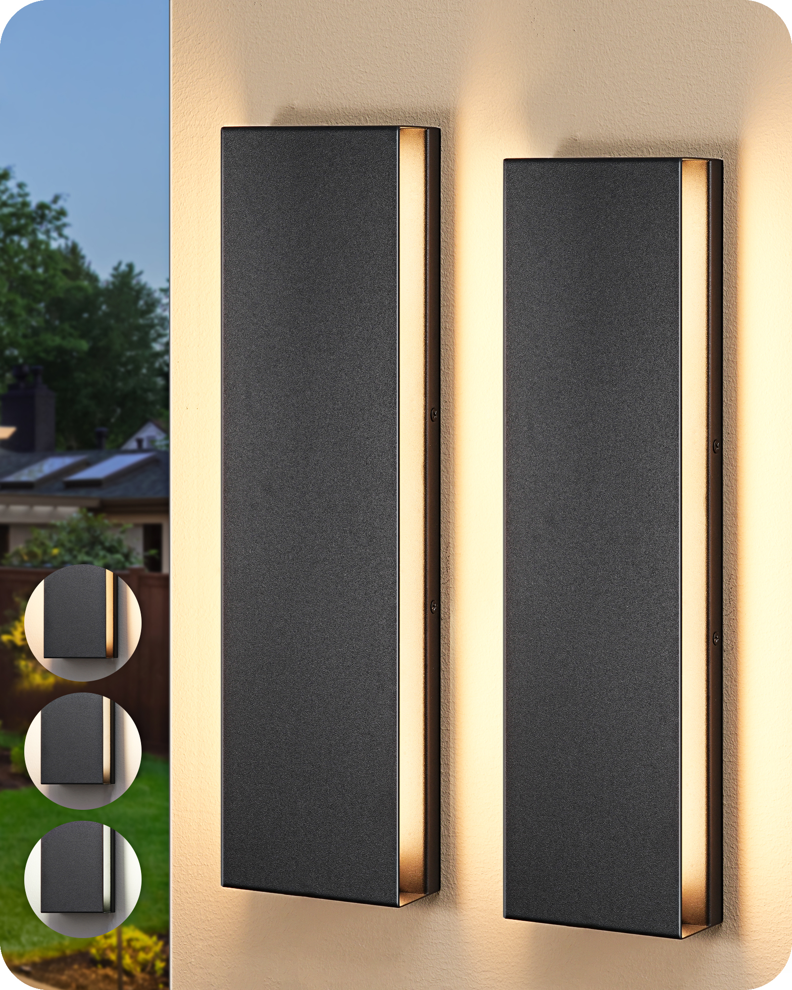 EDISHINE 2 Pack Dimmable Modern LED Outdoor Wall Lights-HOWL22H