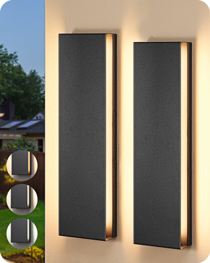 EDISHINE 2 Pack Dimmable Modern LED Outdoor Wall Lights-HOWL22H