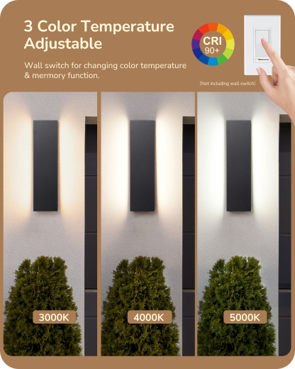 EDISHINE 2 Pack Dimmable Modern LED Outdoor Wall Lights-HOWL22H