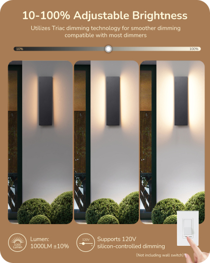 EDISHINE 2 Pack Dimmable Modern LED Outdoor Wall Lights-HOWL22H