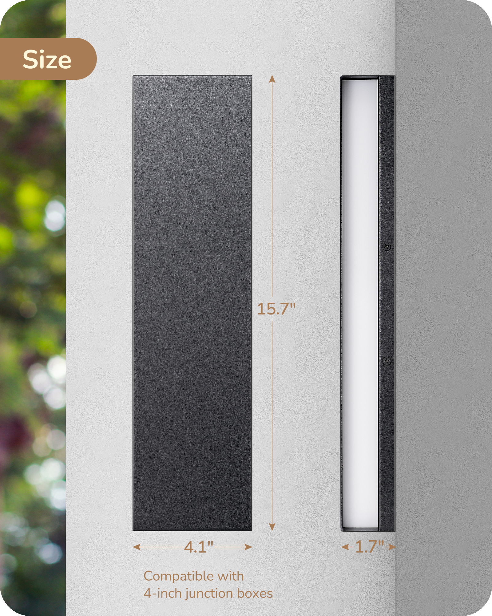 EDISHINE 2 Pack Dimmable Modern LED Outdoor Wall Lights-HOWL22H