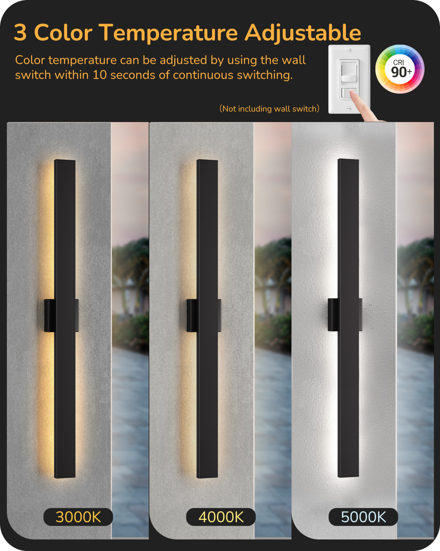 EDISHINE 2 Pack 39.3" Modern Outdoor Wall Lights Dimmable-HOWL22J