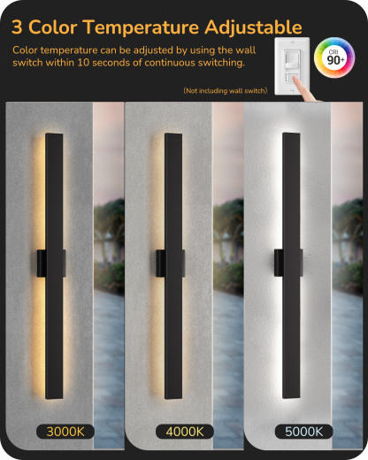 EDISHINE 2 Pack 39.3" Modern Outdoor Wall Lights Dimmable-HOWL22J