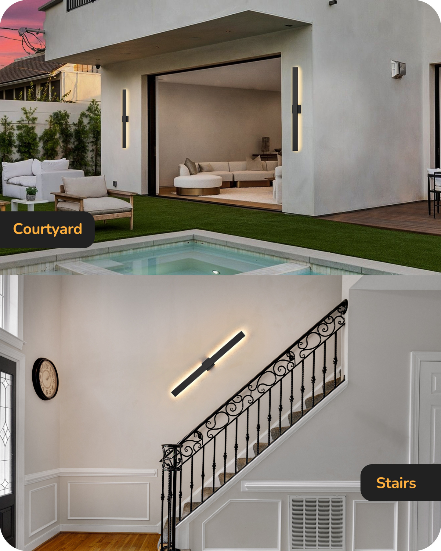 EDISHINE 2 Pack 39.3" Modern Outdoor Wall Lights Dimmable-HOWL22J