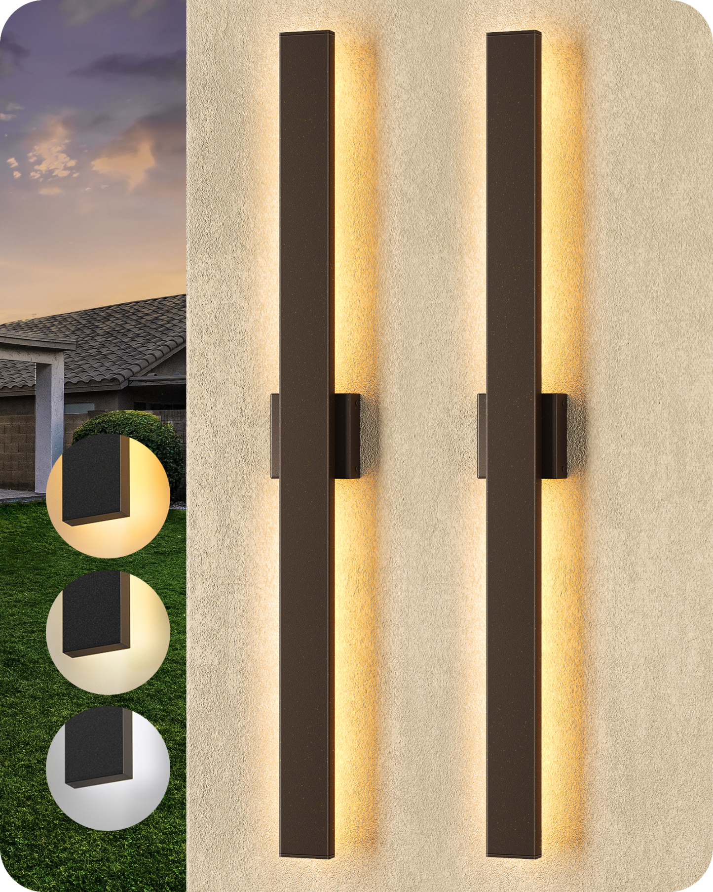 EDISHINE 2 Pack 39.3" Modern Outdoor Wall Lights Dimmable, Oil Rubbed Bronze-HOWL22K