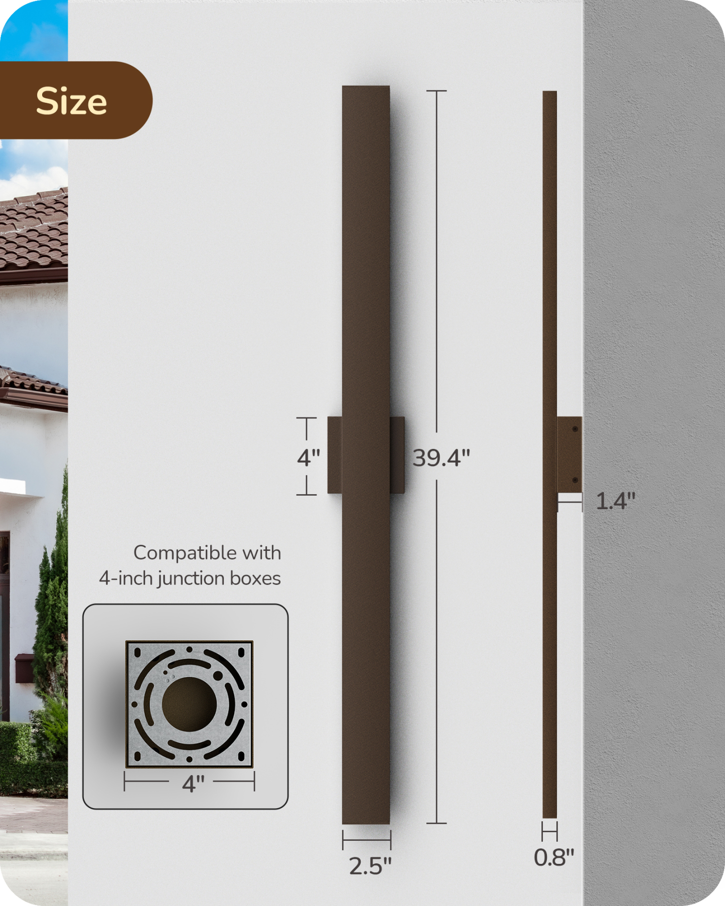 EDISHINE 2 Pack 39.3" Modern Outdoor Wall Lights Dimmable, Oil Rubbed Bronze-HOWL22K