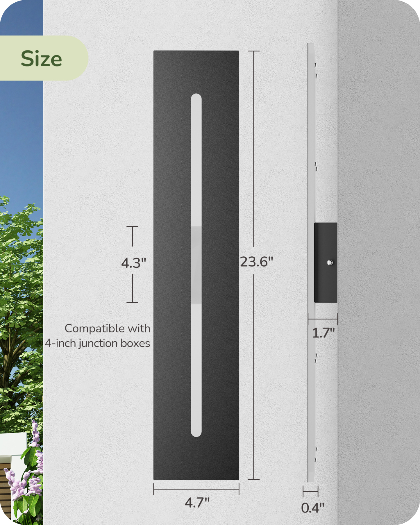 EDISHINE 2 Pack 23.6" Long Modern Outdoor Wall Lights-HOWL22L