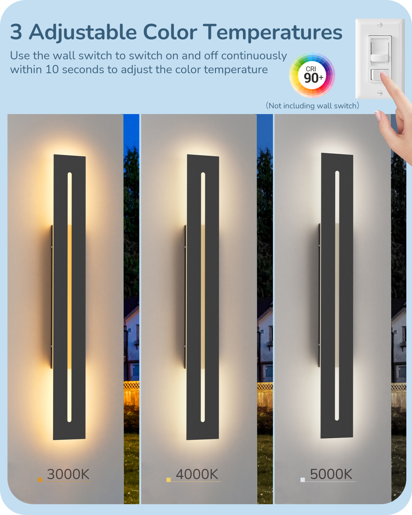 EDISHINE 2 Pack 39.3" Modern Outdoor Wall Sconce, Black-HOWL22M