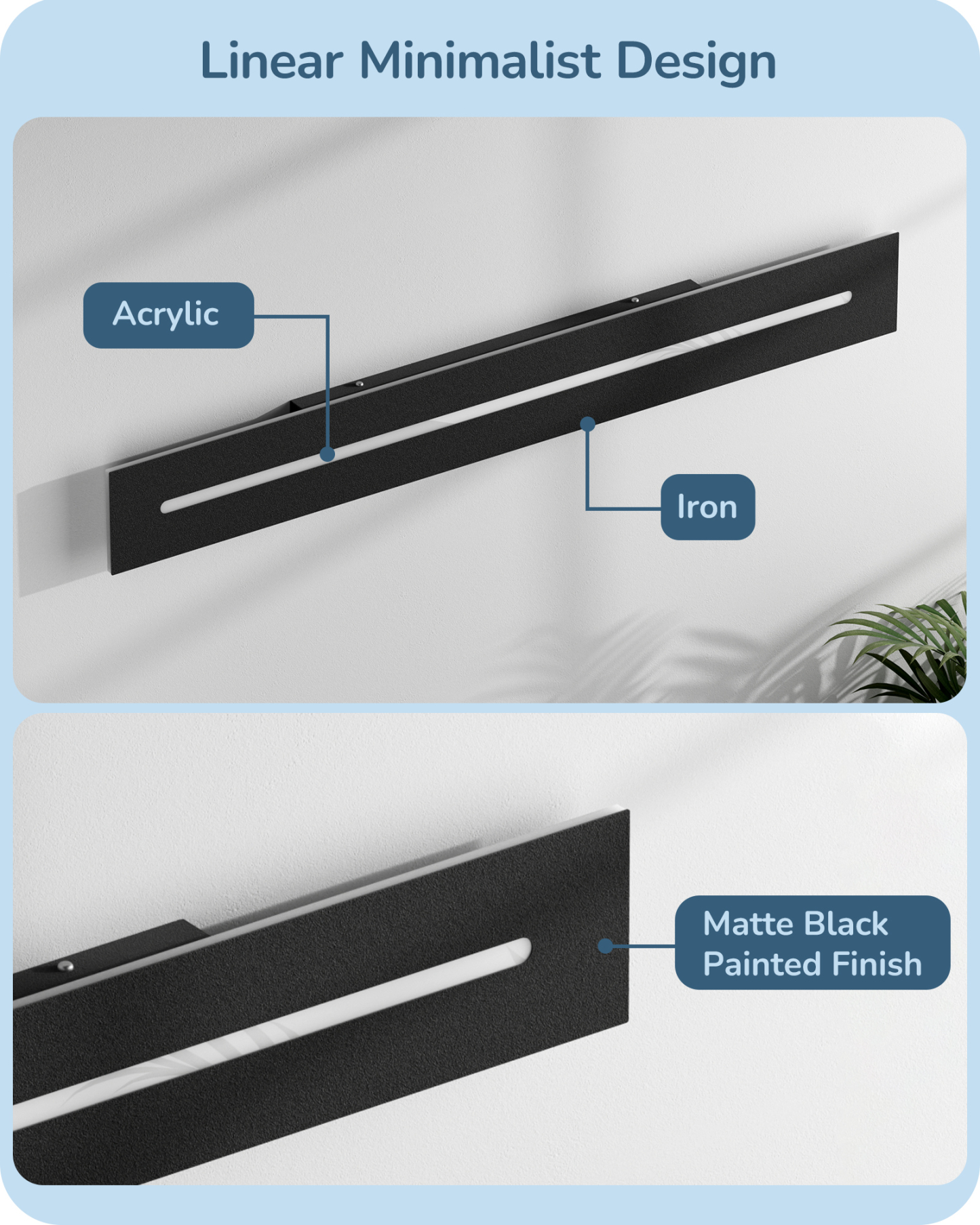 EDISHINE 2 Pack 39.3" Modern Outdoor Wall Sconce, Black-HOWL22M
