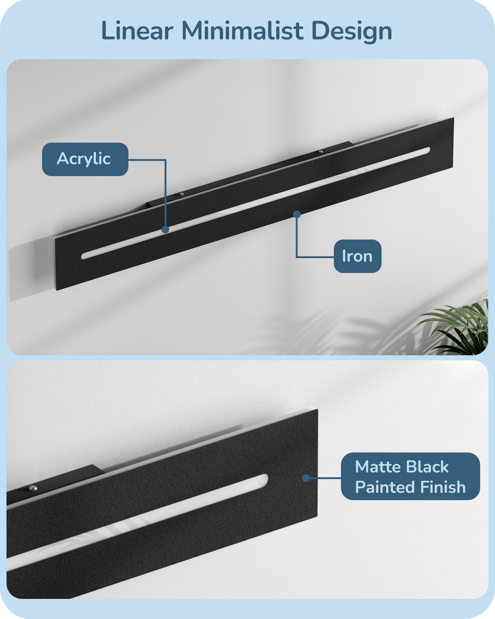 EDISHINE 2 Pack 39.3" Modern Outdoor Wall Sconce, Black-HOWL22M
