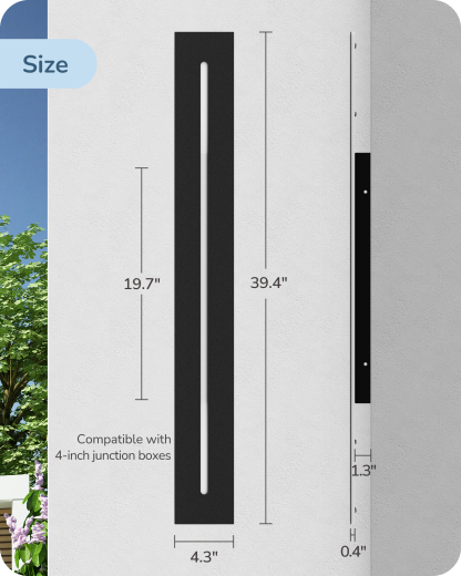 EDISHINE 2 Pack 39.3" Modern Outdoor Wall Sconce, Black-HOWL22M